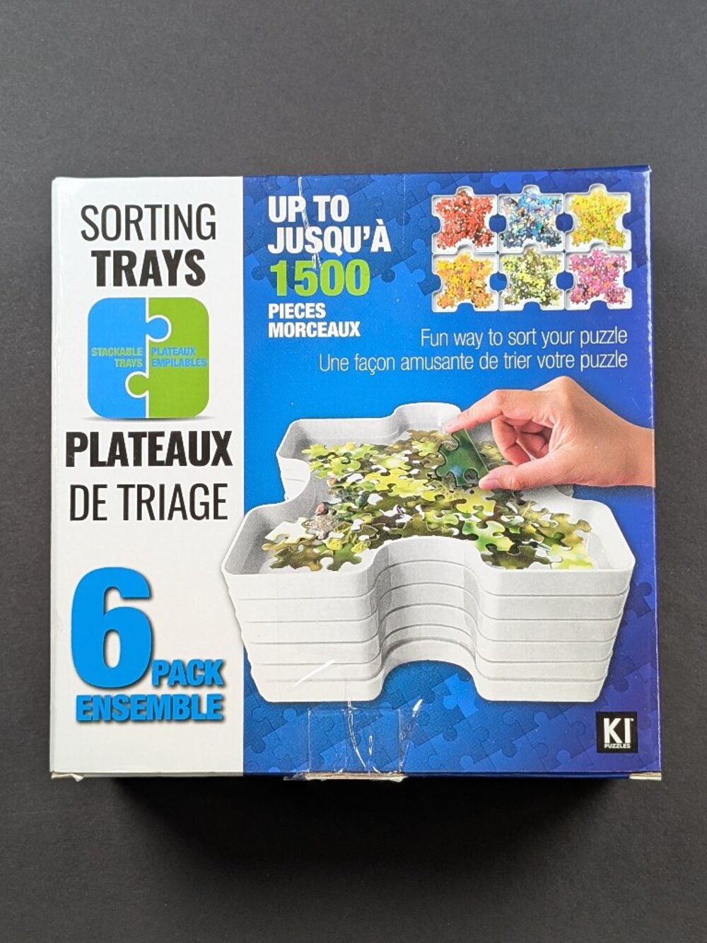Set of 6 KI Puzzles Stackable Jigsaw Puzzle Sorting Trays Holds up to 1500 Piece